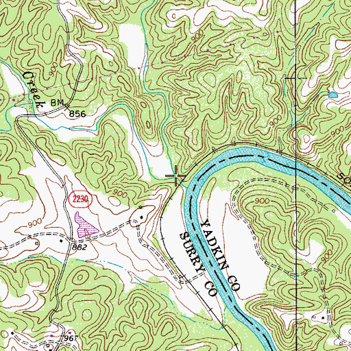 Topographic Map of West Double Creek, NC