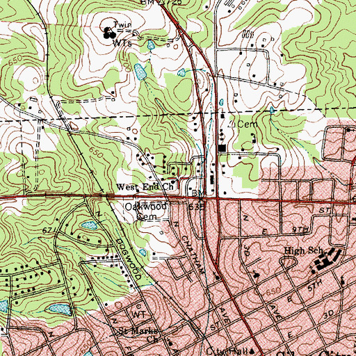 Topographic Map of West End Church, NC
