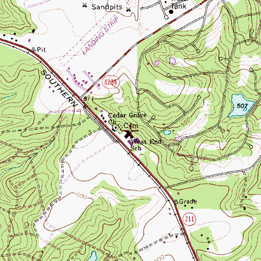 Topographic Map of West End School, NC