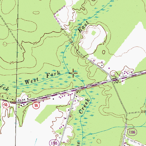 Topographic Map of West Fork Goose Creek, NC
