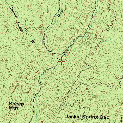 Topographic Map of West Fork Moses Creek, NC