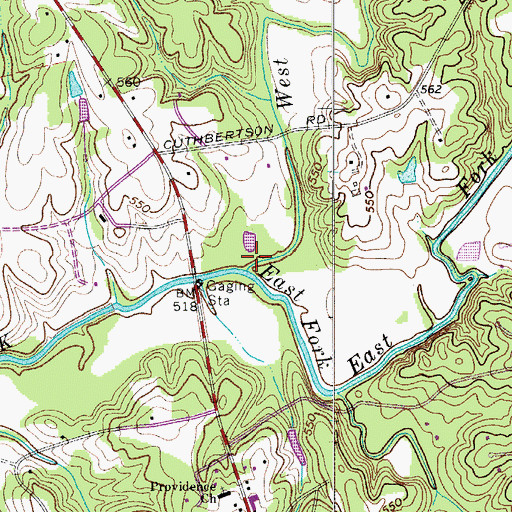 Topographic Map of West Fork Twelvemile Creek, NC