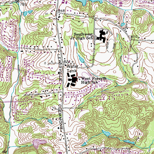 Topographic Map of West Forsyth High School, NC
