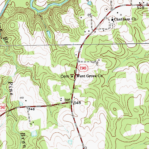 Topographic Map of West Grove Church, NC