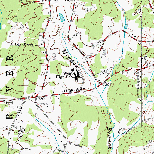 Topographic Map of West High School, NC