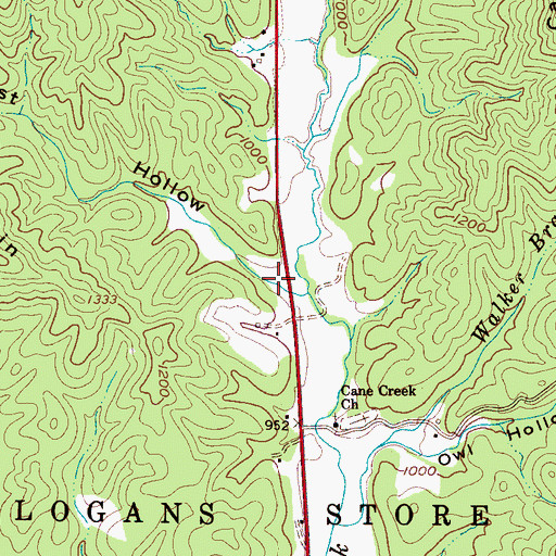 Topographic Map of West Hollow, NC