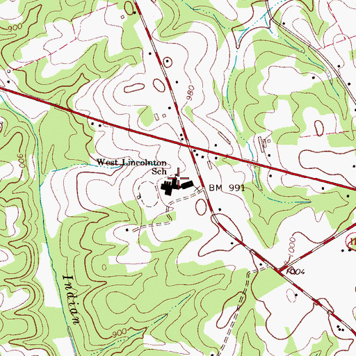 Topographic Map of West Lincolnton School, NC