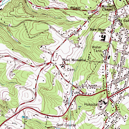Topographic Map of West Memorial Church, NC
