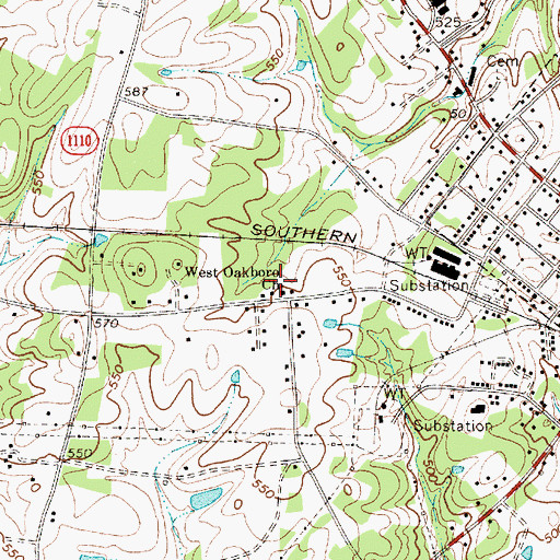 Topographic Map of West Oakboro Church, NC
