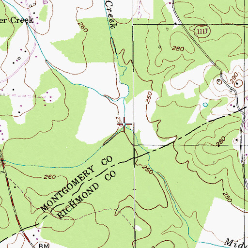 Topographic Map of West Prong Hamer Creek, NC