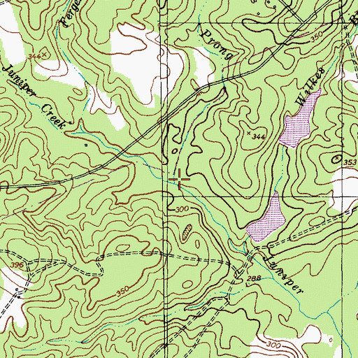 Topographic Map of West Prong Juniper Creek, NC