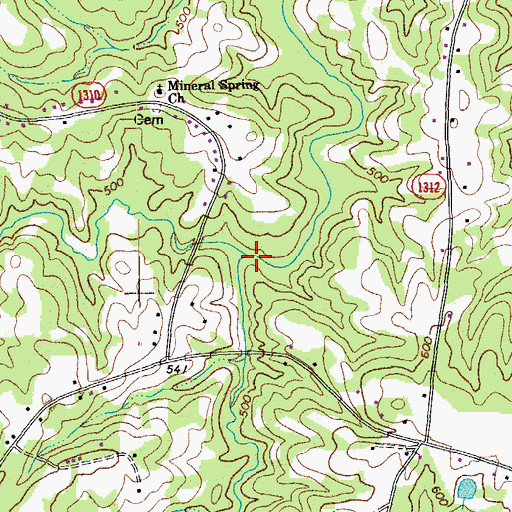Topographic Map of West Prong Moon Creek, NC