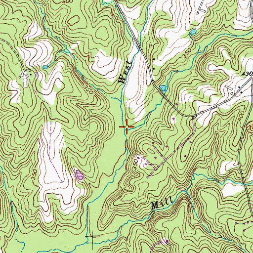 Topographic Map of West Prong New Light Creek, NC