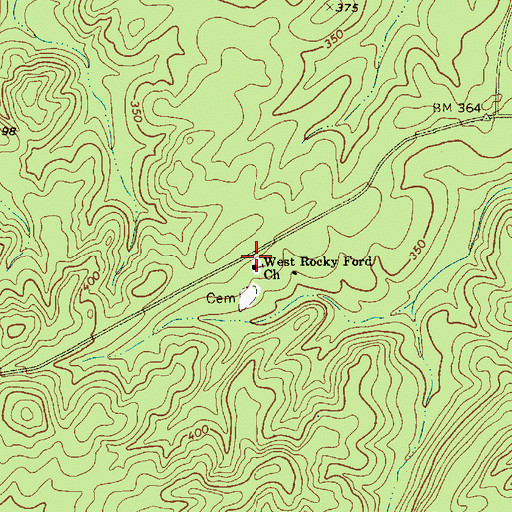 Topographic Map of West Rocky Ford Church, NC