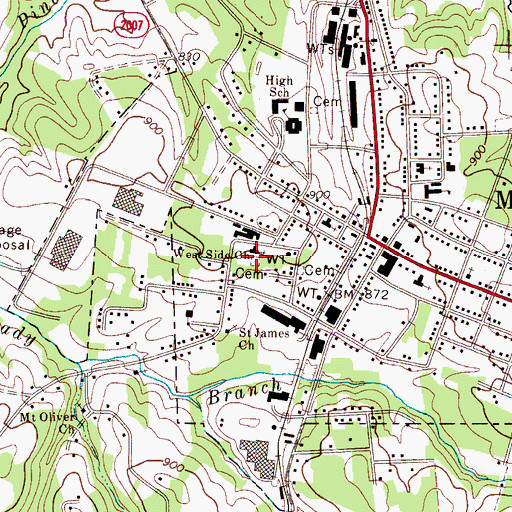 Topographic Map of West Side Church, NC