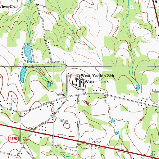 Topographic Map of West Yadkin School, NC