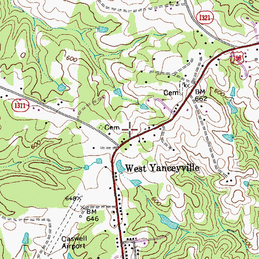 Topographic Map of West Yanceyville, NC