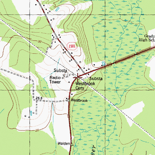 Topographic Map of Westbrook Cemetery, NC