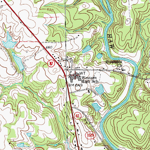 Topographic Map of Western High School, NC