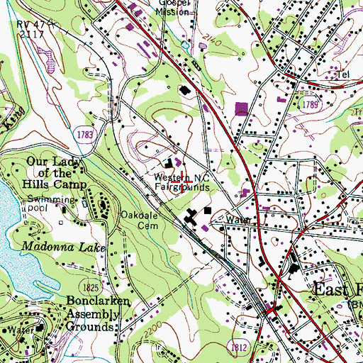 Topographic Map of Western North Carolina Fairgrounds, NC