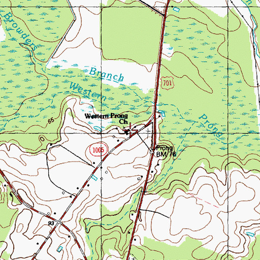Topographic Map of Western Prong Church, NC