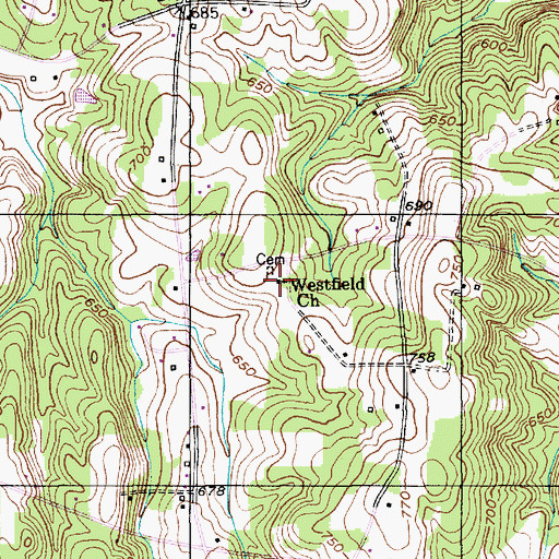 Topographic Map of Westfield Church, NC