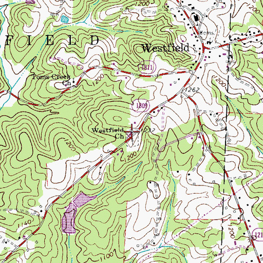 Topographic Map of Westfield Church, NC