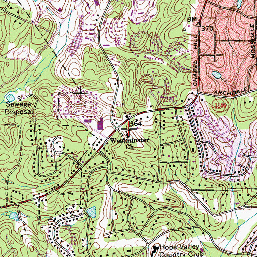 Topographic Map of Westminster Church, NC