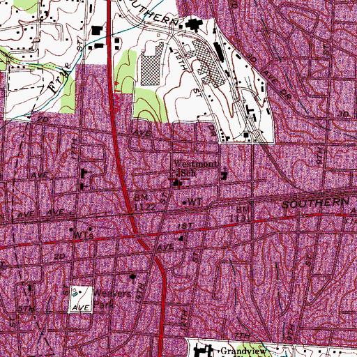 Topographic Map of Westmont School, NC