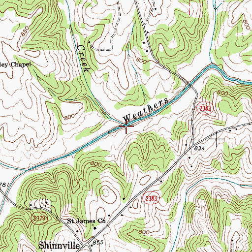 Topographic Map of Westmoreland Creek, NC