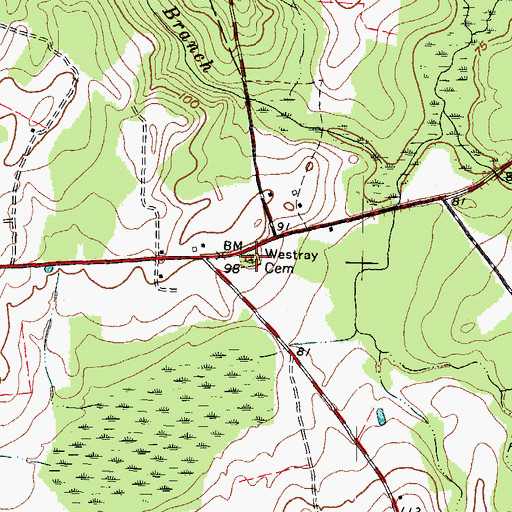 Topographic Map of Westray Cemetery, NC
