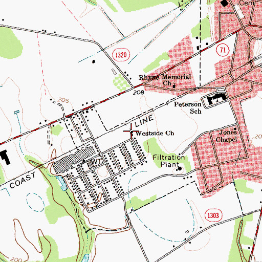 Topographic Map of Westside Church, NC