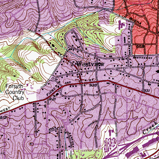 Topographic Map of Westview, NC