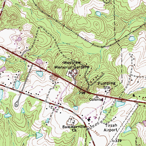 Topographic Map of Westview Memorial Gardens, NC