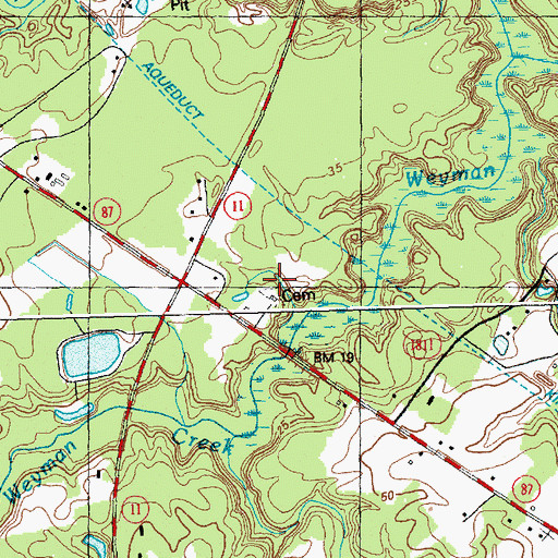 Topographic Map of Weyman Chapel, NC