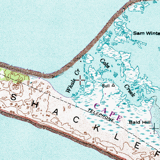 Topographic Map of Whale Creek, NC