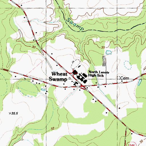 Topographic Map of Wheat Swamp Church, NC