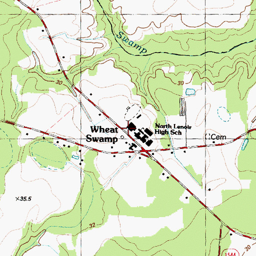 Topographic Map of Wheat Swamp Church, NC