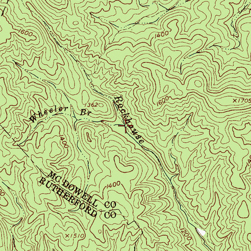Topographic Map of Wheeler Branch, NC