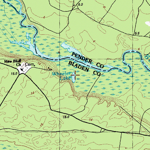Topographic Map of Wheeler Lake, NC