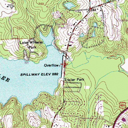 Topographic Map of Lake Wheeler, NC