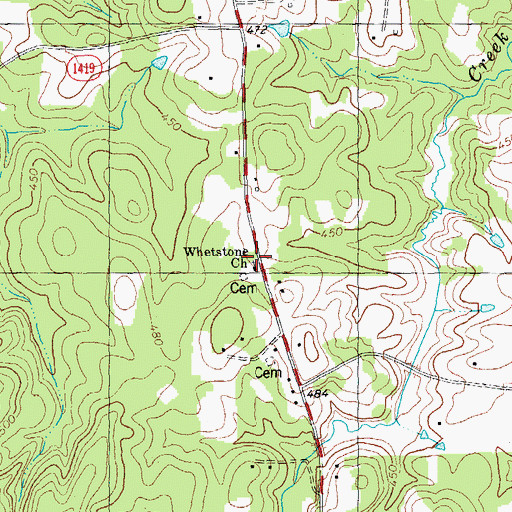 Topographic Map of Whetstone Church, NC