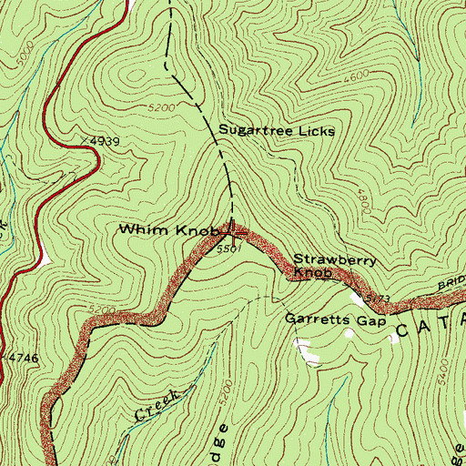 Topographic Map of Whim Knob, NC