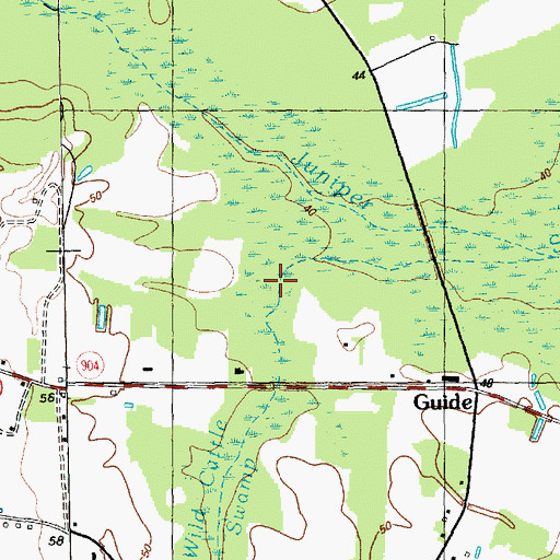 Topographic Map of Whiskey Swamp, NC