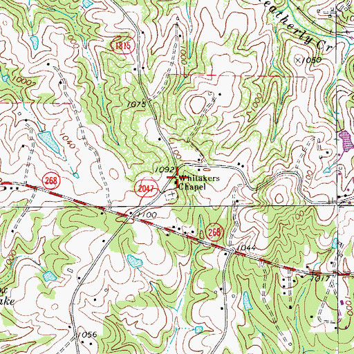 Topographic Map of Whitakers Chapel Methodist Church, NC