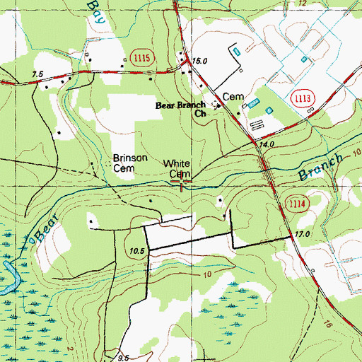 Topographic Map of White Cemetery, NC