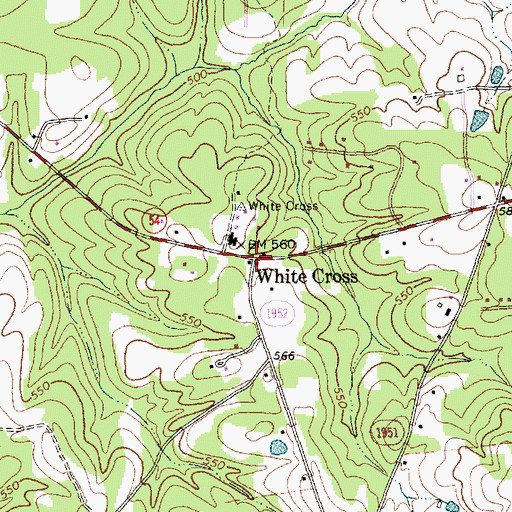 Topographic Map of White Cross, NC