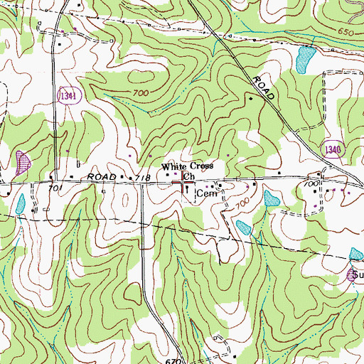 Topographic Map of White Cross Church, NC