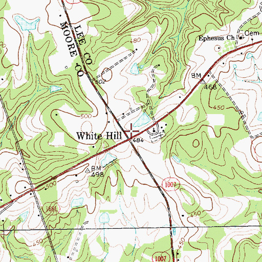 Topographic Map of White Hill, NC