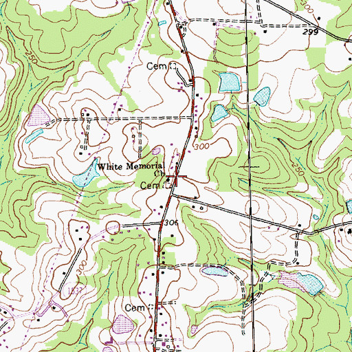 Topographic Map of White Memorial Church, NC